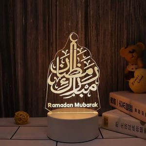 3D Acrylic Ramadan Kareem Muslim Night Light Table Lamp USB Warm Color Decor